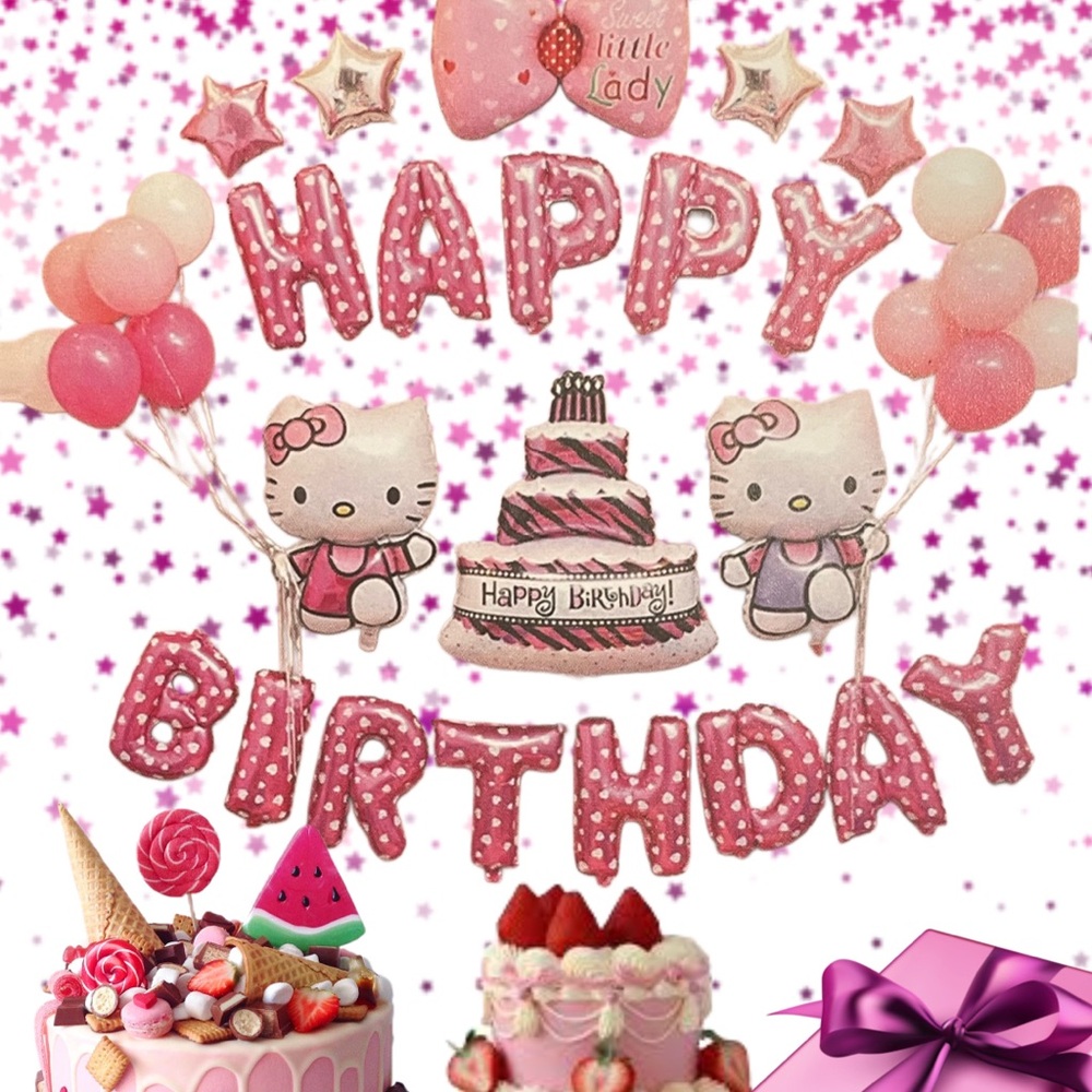 Pink Birthday Party Decoration Set